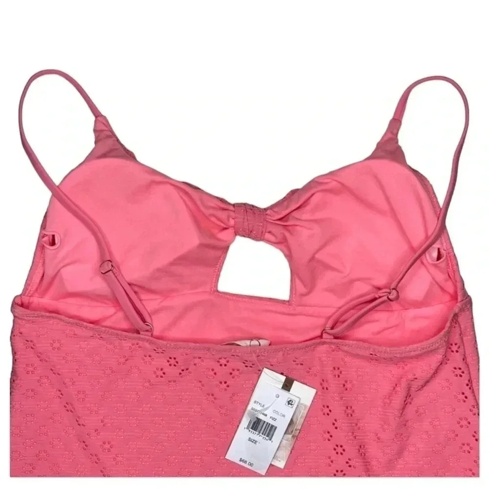 Jessica Simpson Fizz Sweet Tooth Solid Eyelet Tankini Womens Swim Top Size XL - Picture 8 of 11